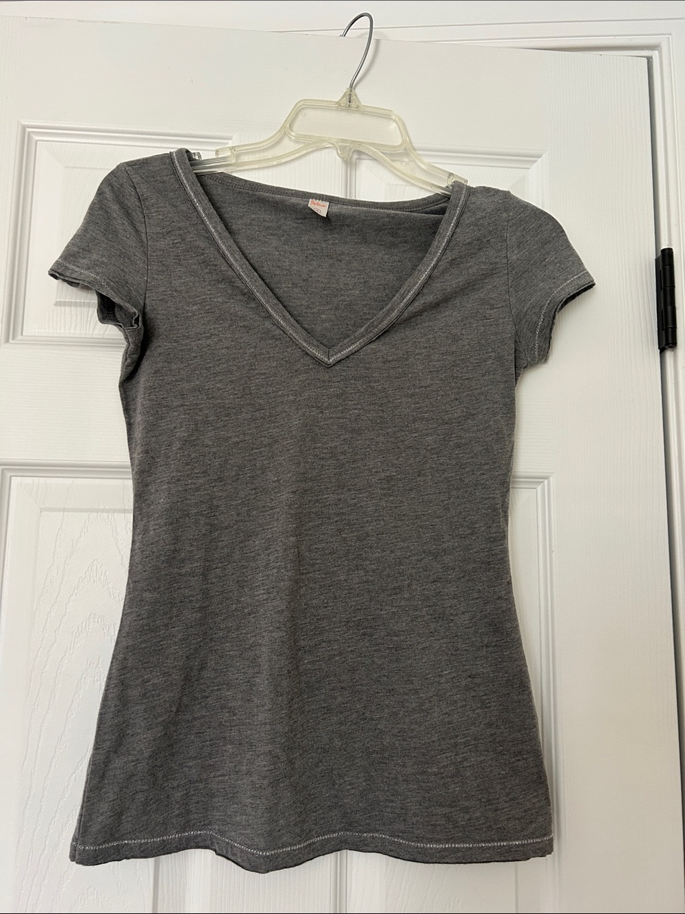 flirtitude Gray V-Neck Short Sleeve Tee